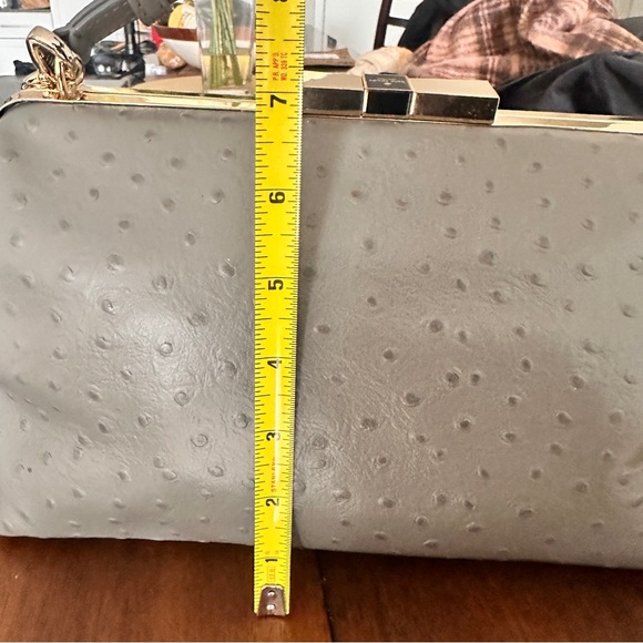 Kate Spade Victoria Falls Madeline Ostrich Embossed Satchel Stone Taupe Gray Bag - Picture 15 of 16